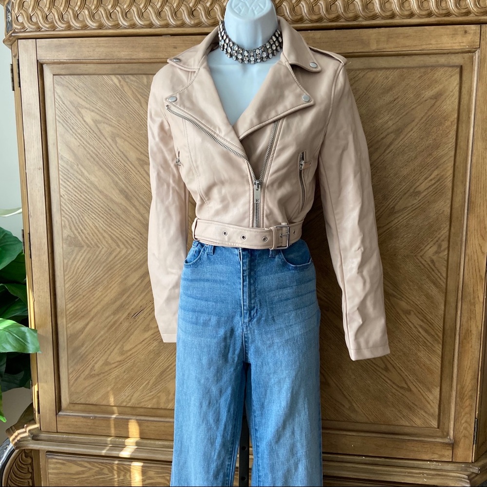 Forever 21 Pink Faux Leather Motorcycle Jacket